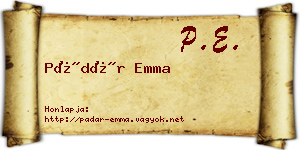 Pádár Emma névjegykártya